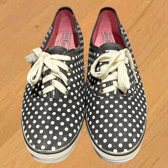 Keds Women's Black and White Polka Dot Canvas Sneaker size 9.5 - Picture 2 of 11